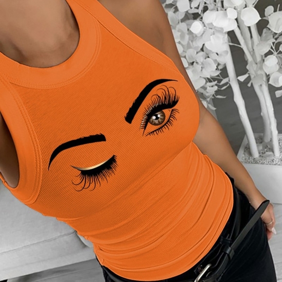 Bold Orange Eye Graphic Tank Top - Picture 3 of 3